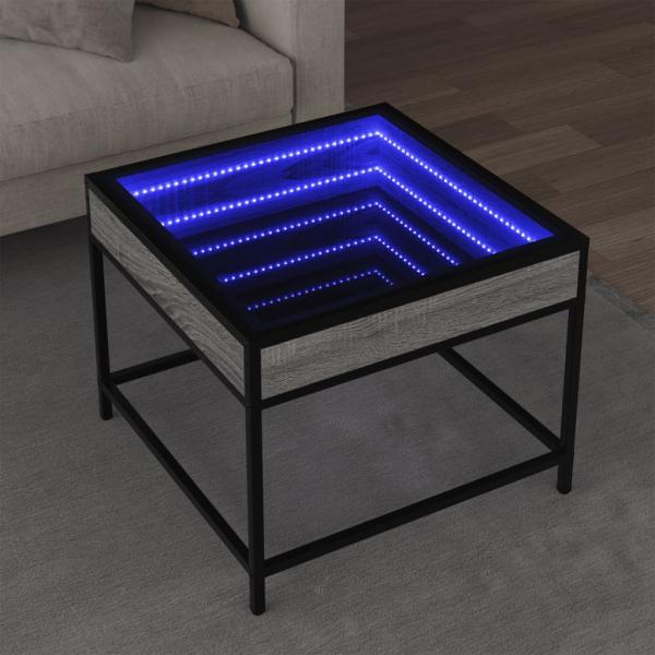 ARDEBO.de - Couchtisch mit Infinity-LED Grau Sonoma 50x50x41 cm