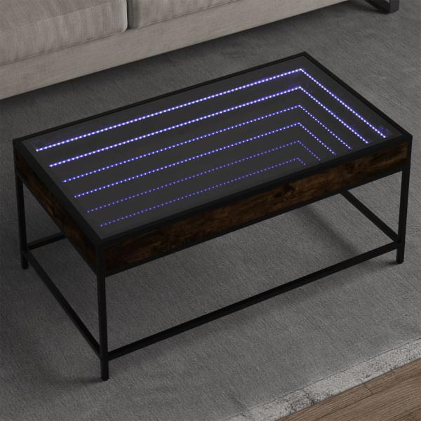 ARDEBO.de - Couchtisch mit Infinity-LED Räuchereiche 90x50x41 cm