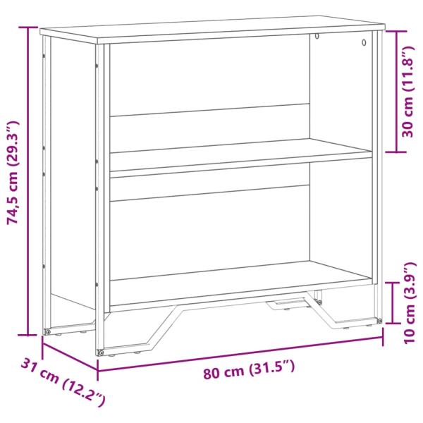 Bücherregal Grau Sonoma 80x31x74,5 cm Holzwerkstoff