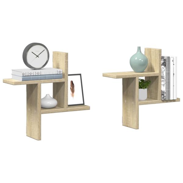 ARDEBO.de - Wandregale 2 Stk. Sonoma-Eiche 38x12x38 cm Holzwerkstoff