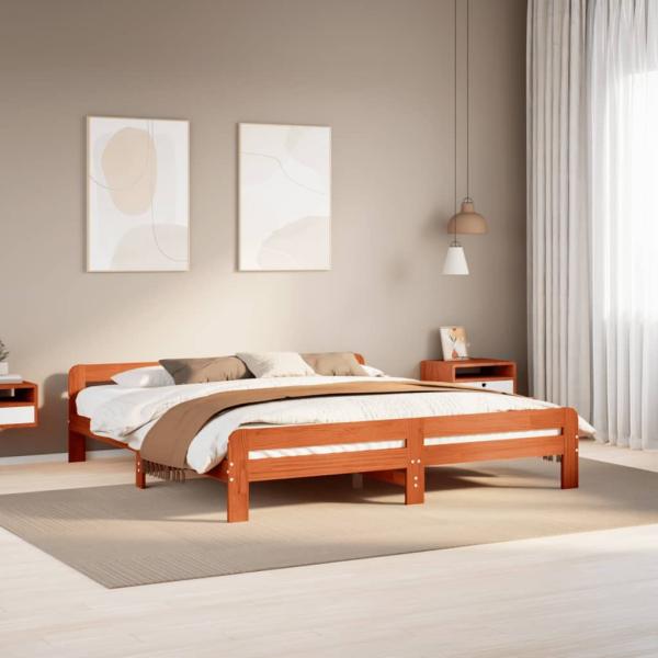 ARDEBO.de - Massivholzbett ohne Matratze Wachsbraun 180x200 Kiefernholz