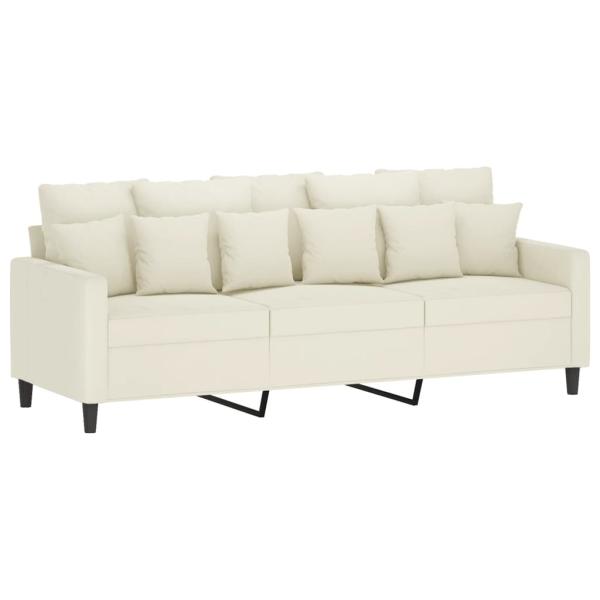 3-Sitzer-Sofa mit Hocker Creme 180 cm Samt