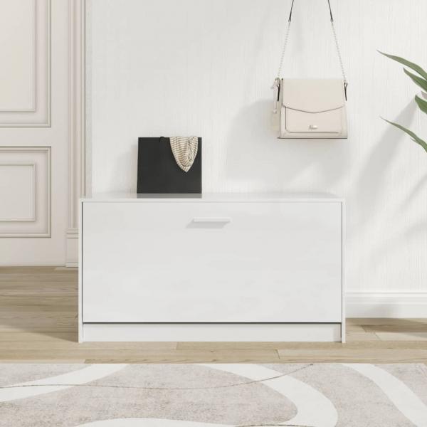 ARDEBO.de - Schuhbank Hochglanz-Weiß 80x24x45 cm Holzwerkstoff