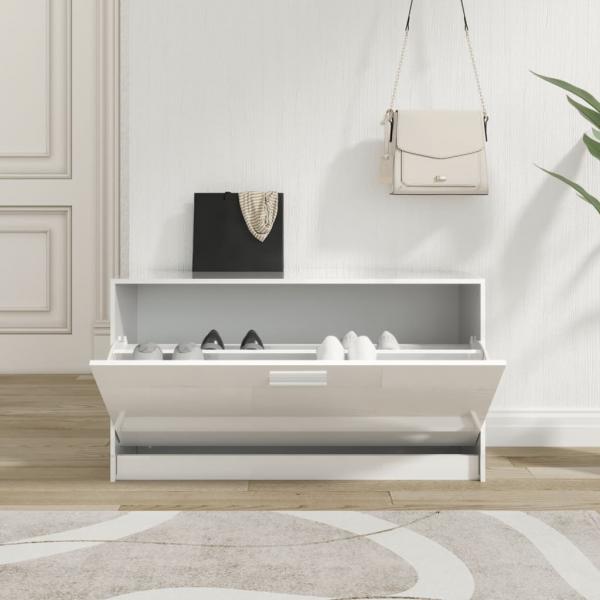 Schuhbank Hochglanz-Weiß 80x24x45 cm Holzwerkstoff