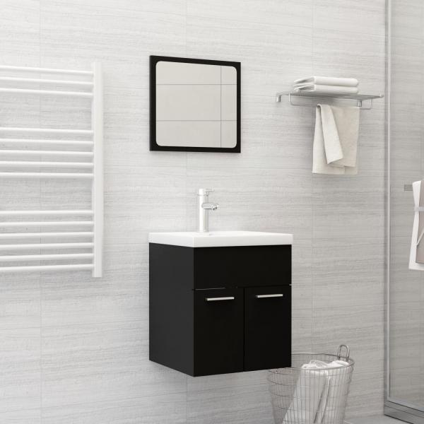 ARDEBO.de - 2-tlg. Badmöbel-Set Schwarz Holzwerkstoff