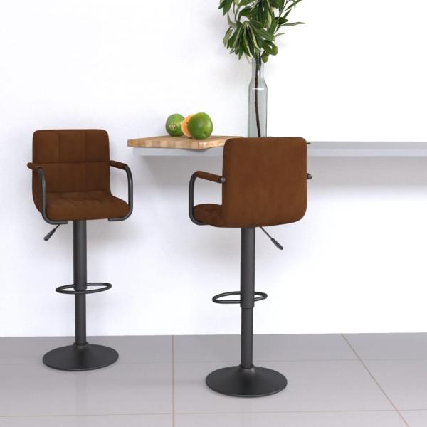 ARDEBO.de - Barhocker 2 Stk. Braun Samt