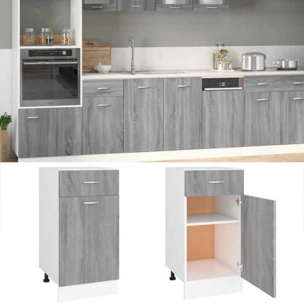 ARDEBO.de - Unterschrank mit Schublade Grau Sonoma 40x46x81,5 cm