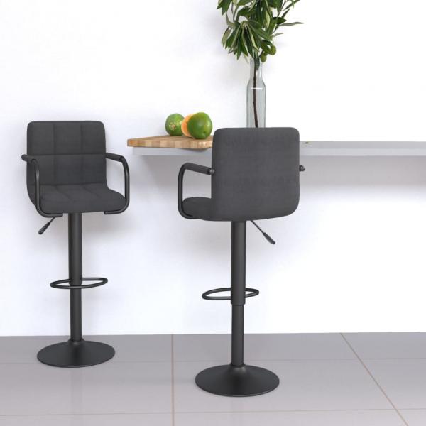 ARDEBO.de - Barhocker 2 Stk. Dunkelgrau Stoff