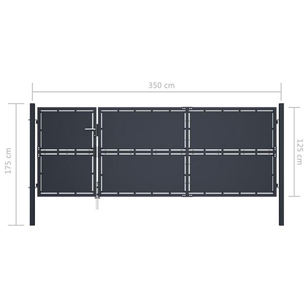 Gartentor Stahl 350 x 125 cm Anthrazit