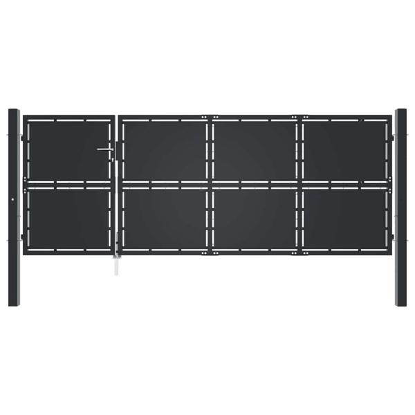 Gartentor Stahl 350 x 125 cm Anthrazit