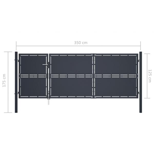 Gartentor Stahl 350 x 125 cm Anthrazit