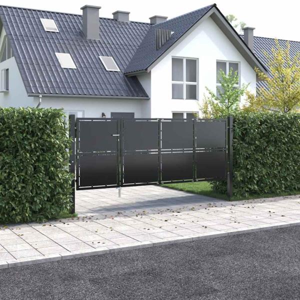 Gartentor Stahl 350 x 125 cm Anthrazit