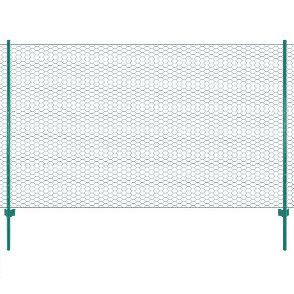 Maschendrahtzaun mit Pfosten Stahl 25 x 1,5 m Grün