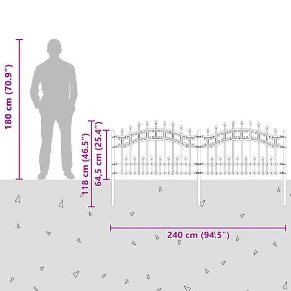 Gartenzaun mit Speerspitzen Schwarz 115 cm Stahl