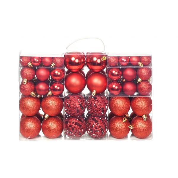 ARDEBO.de - 100-tlg. Weihnachtskugel-Set 3/4/6 cm Rot