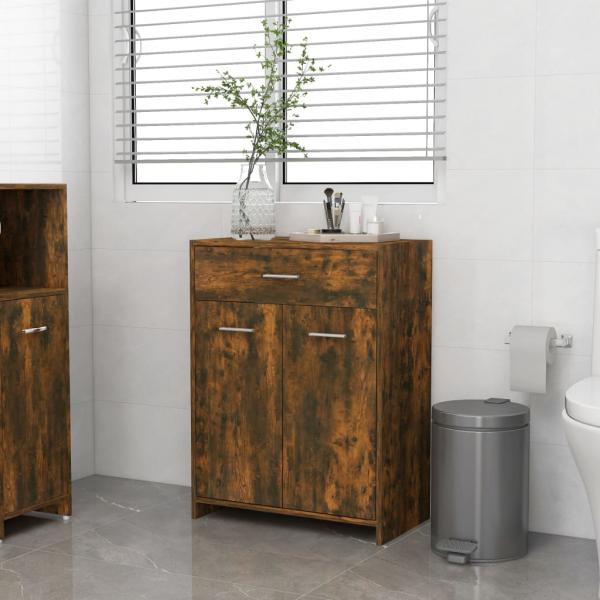 ARDEBO.de - Badezimmerschrank Räuchereiche 60x33x80 cm Holzwerkstoff