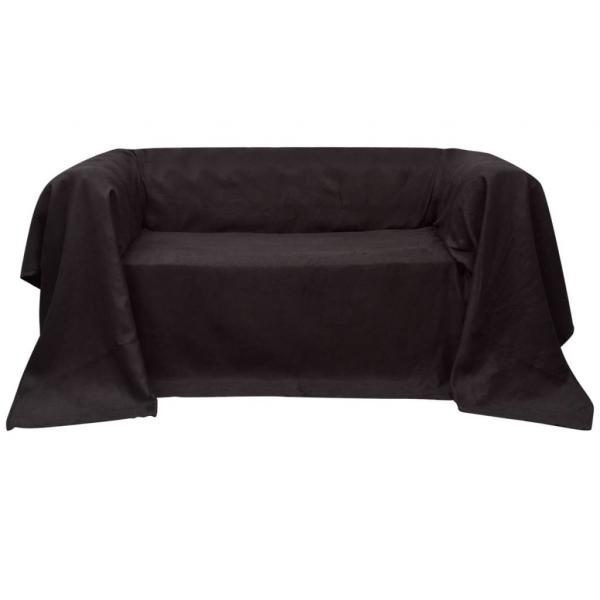 ARDEBO.de - Micro-Suede Sofaüberwurf Tagesdecke Braun 270 x 350 cm