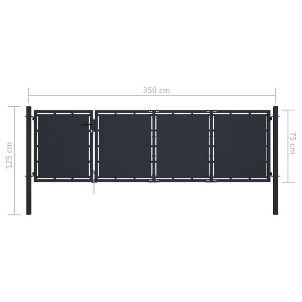 Gartentor Stahl 350 x 75 cm Anthrazit