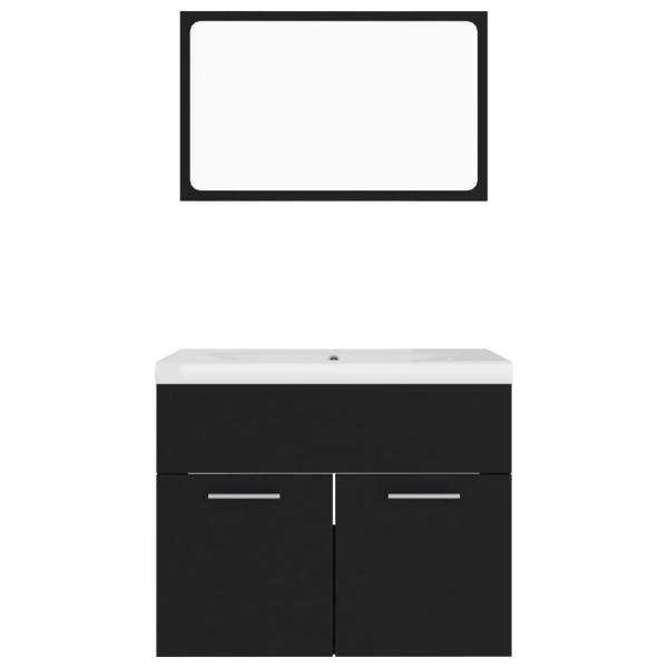 Badmöbel-Set Schwarz Holzwerkstoff