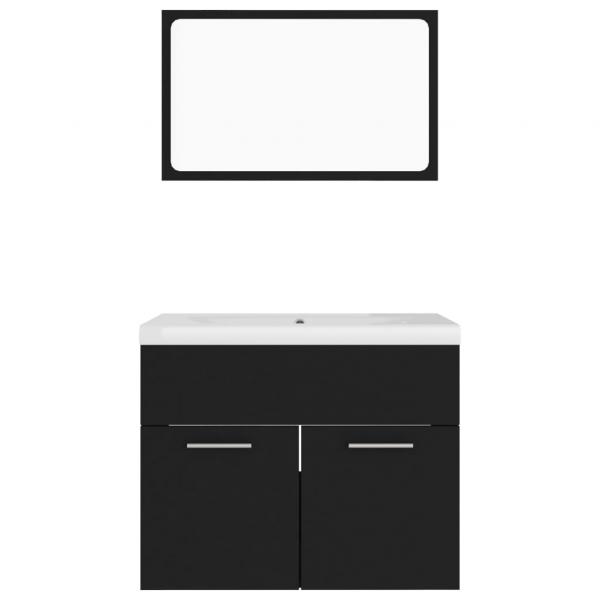 Badmöbel-Set Schwarz Holzwerkstoff