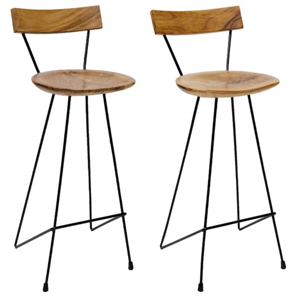 Barhocker 2 Stk. Massivholz Teak