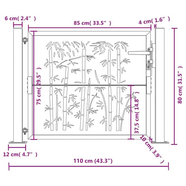Gartentor Anthrazit 105x80 cm Stahl Bambus-Design