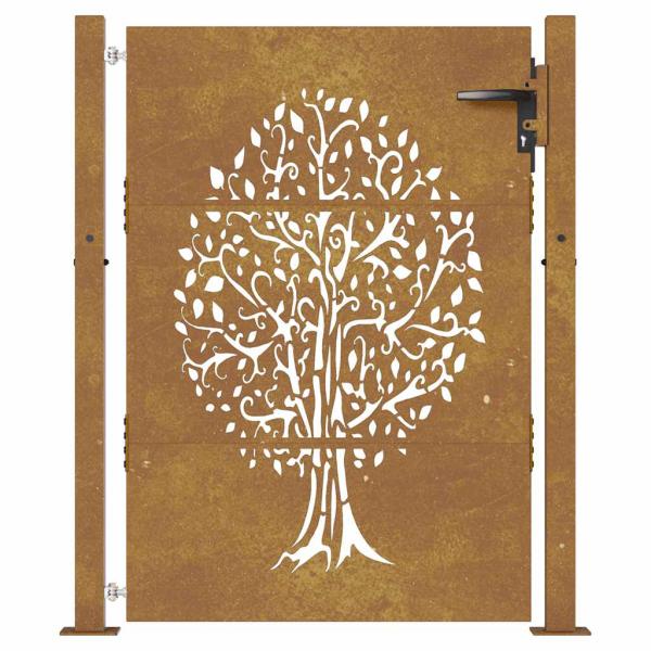 Gartentor 105x130 cm Cortenstahl Baum-Design