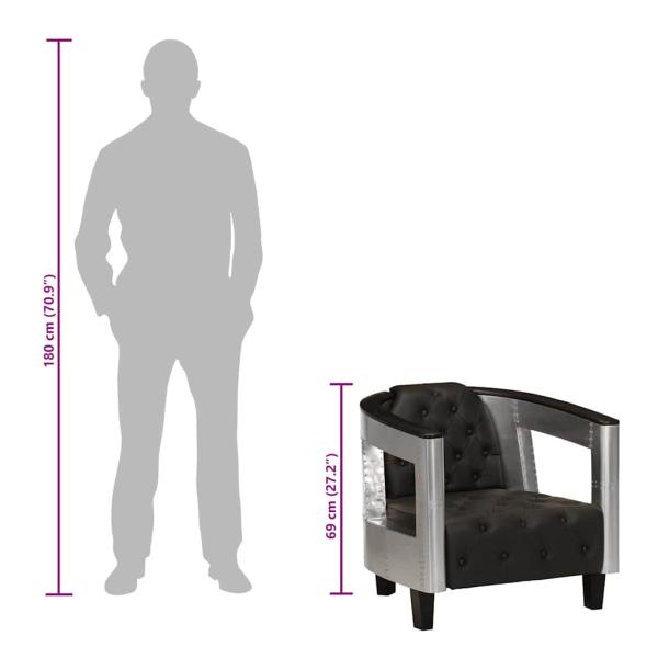 Fliegersessel Schwarz Echtleder