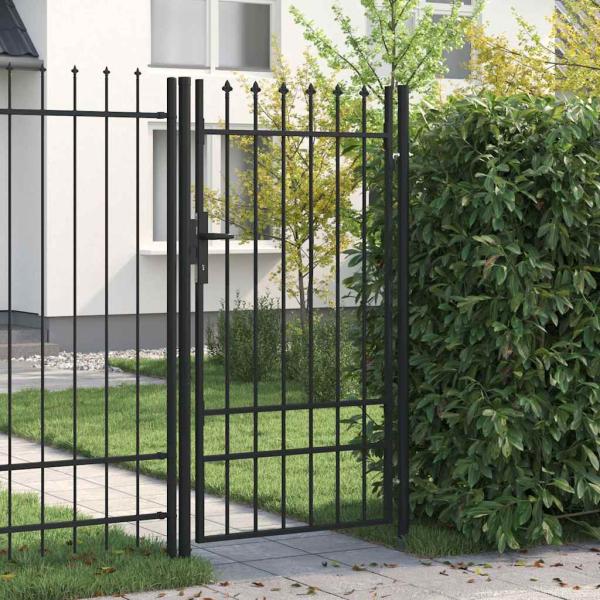 Zauntor Einzelflügel mit Speerspitzen Stahl 1 x 1,75 m Schwarz