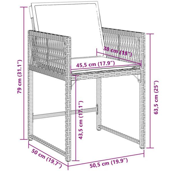 9-tlg. Garten-Essgruppe mit Kissen Schwarz Poly Rattan