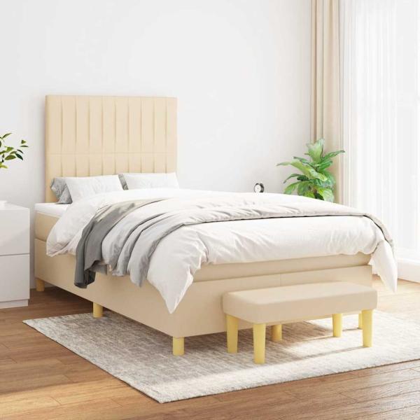 Boxspringbett mit Matratze Creme 120x190 cm Stoff