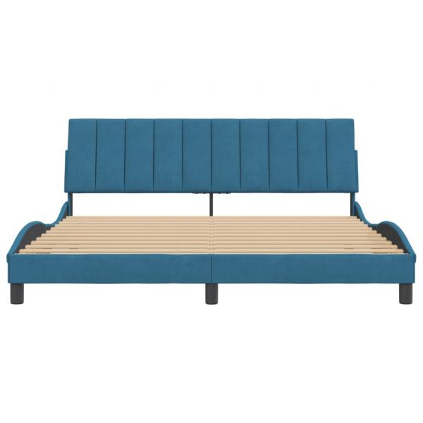 Bettgestell mit Kopfteil Blau 180x200 cm Samt