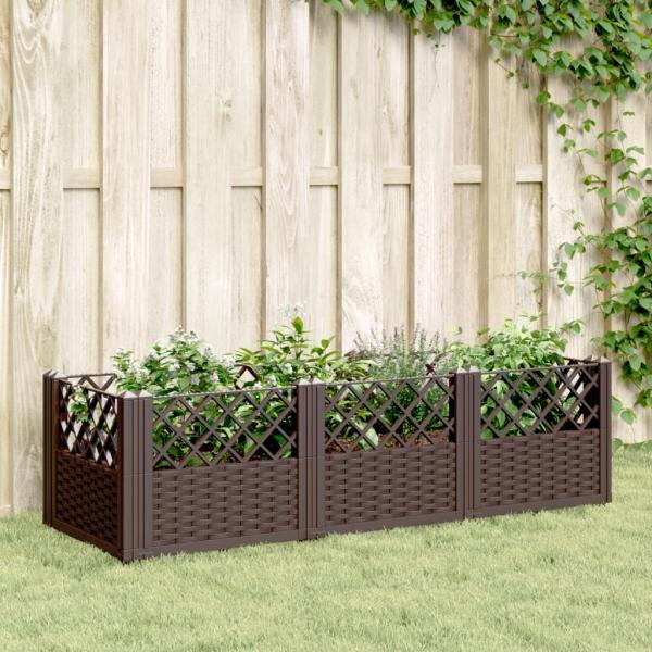 ARDEBO.de - Pflanzkasten mit Erdspießen Braun 123,5x43,5x43,5 cm PP