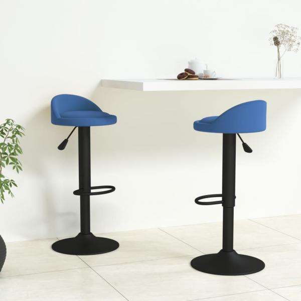 ARDEBO.de - Barhocker 2 Stk. Blau Samt
