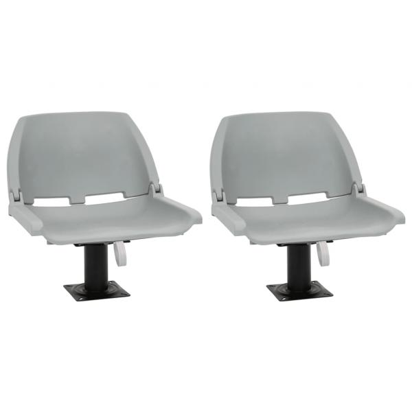 ARDEBO.de - 4-tlg. Bootssitz-Set Klappbar Kein Kissen Grau 48x51x41 cm