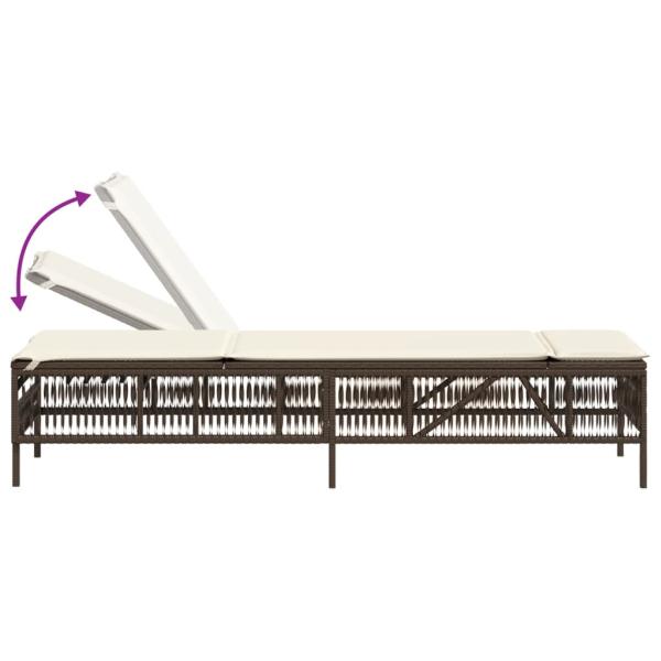 Sonnenliegen 2 Stk. mit Tisch Braun Poly Rattan