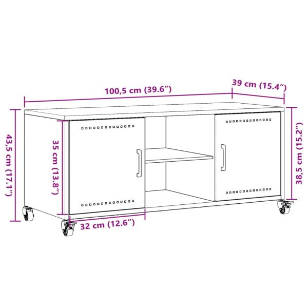 TV-Schrank Schwarz 100,5x39x43,5 cm Stahl