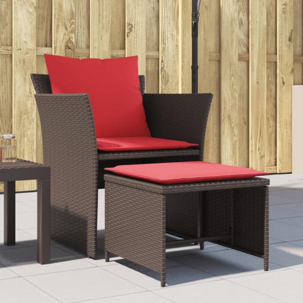 ARDEBO.de - Gartenstuhl mit Fußhocker Braun Poly Rattan