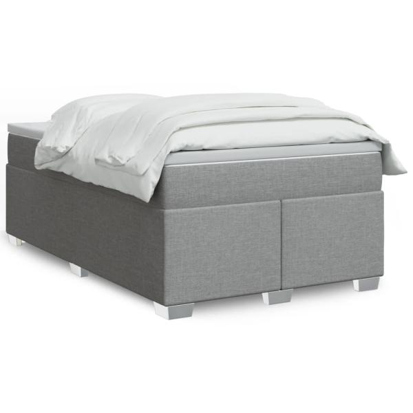ARDEBO.de - Boxspringbett mit Matratze Hellgrau 120x190 cm Stoff