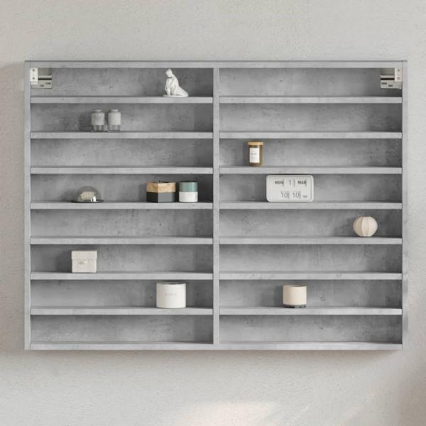 ARDEBO.de - Vitrinenschrank Betongrau 100x8,5x75 cm Holzwerkstoff