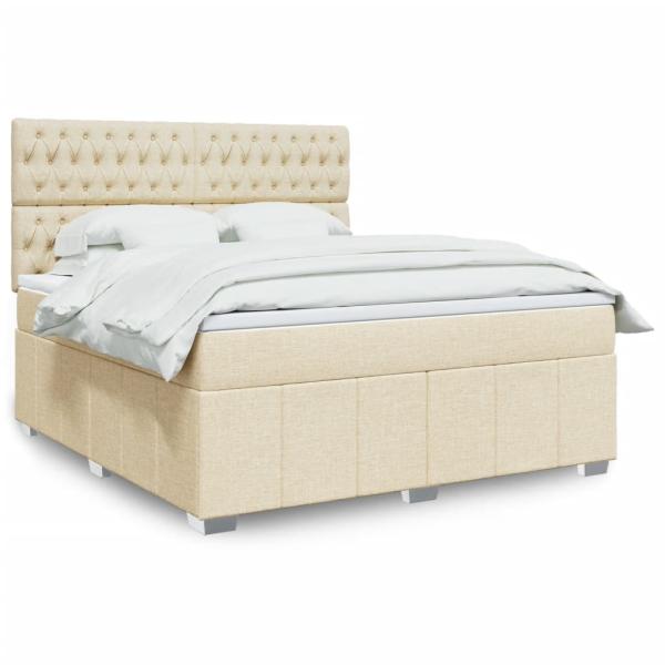 ARDEBO.de - Boxspringbett mit Matratze Creme 180x200 cm Stoff