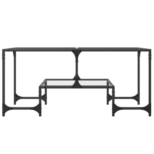 Couchtisch mit Glasplatte Transparent 98,5x50x45 cm Stahl