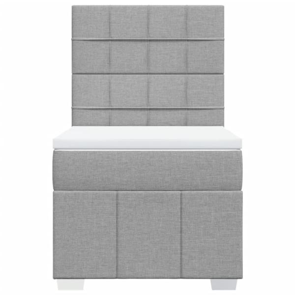 Boxspringbett mit Matratze Hellgrau 90x200 cm Stoff