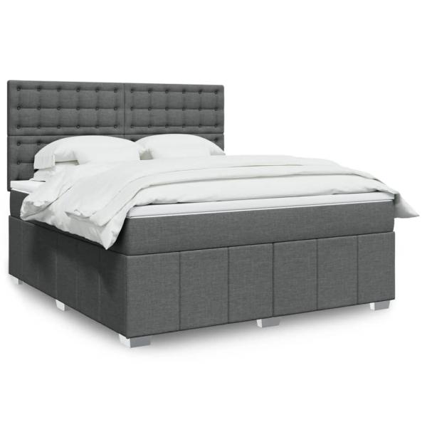 ARDEBO.de - Boxspringbett mit Matratze Dunkelgrau 180x200 cm Stoff