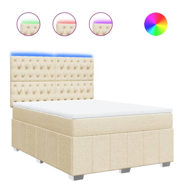 ARDEBO.de - Boxspringbett mit Matratze Creme 140x200 cm Stoff