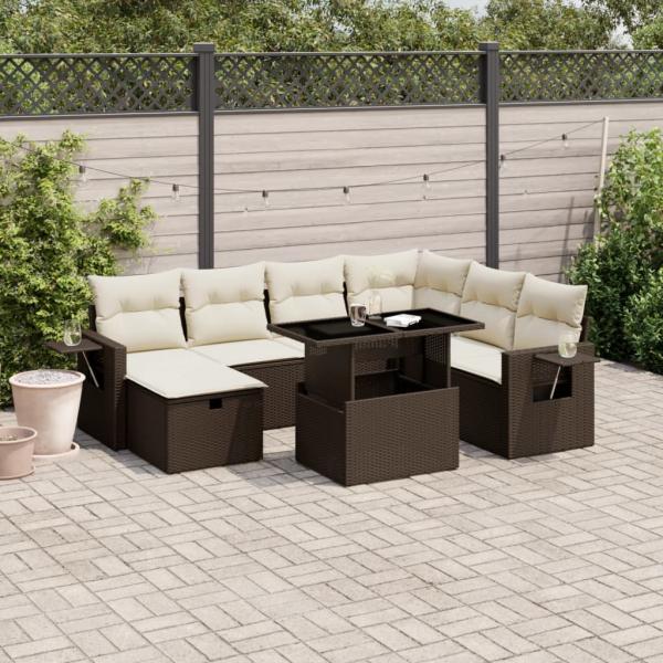 ARDEBO.de - 8-tlg. Garten-Sofagarnitur mit Kissen Braun Poly Rattan
