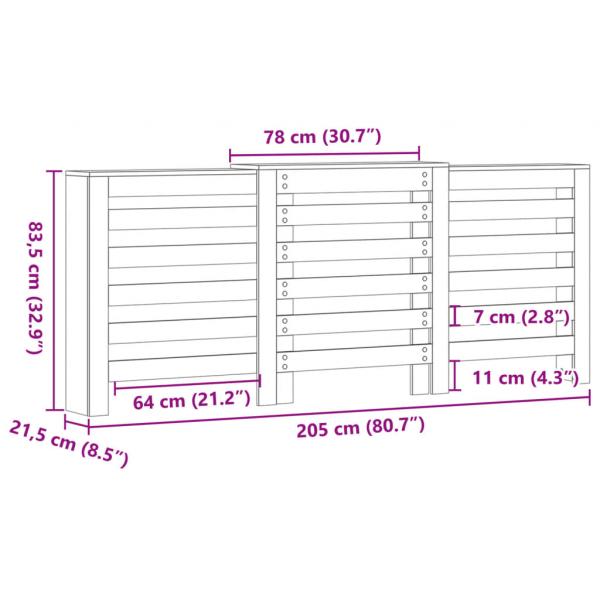 Heizkörperverkleidung Weiß 205x21,5x83,5 cm Holzwerkstoff