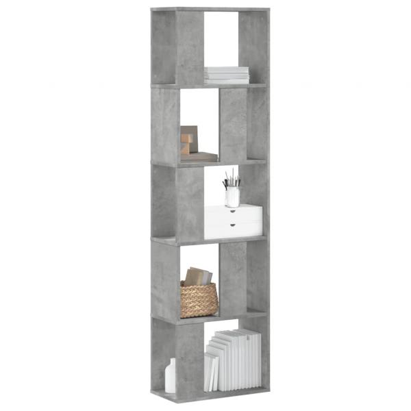 ARDEBO.de - Bücherregal 5 Böden Betongrau 45x23,5x162,5 cm Holzwerkstoff