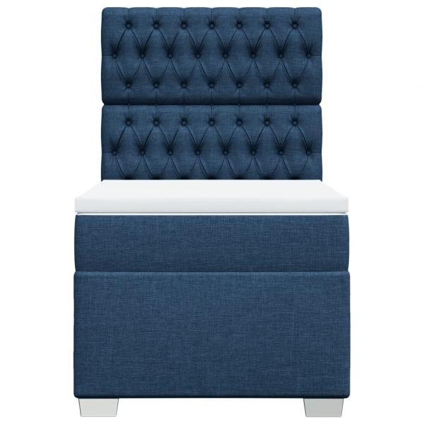 Boxspringbett mit Matratze Blau 90x190 cm Stoff