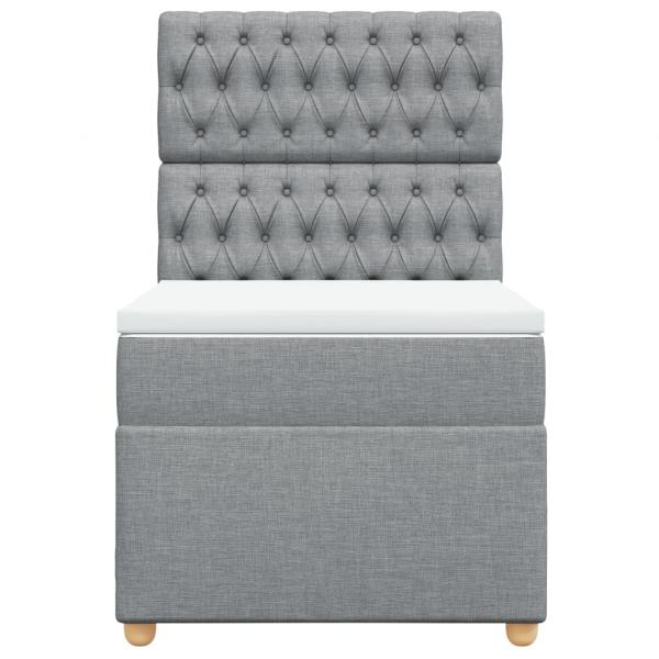 Boxspringbett mit Matratze Hellgrau 100x200 cm Stoff